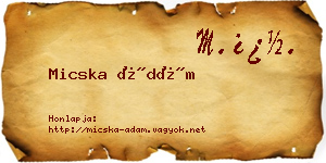 Micska Ádám névjegykártya